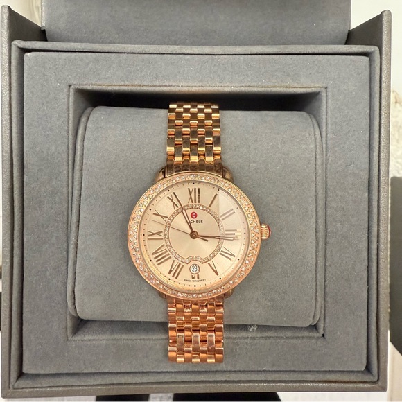 Michele mid Serein 16 real Diamonds Rose gold rare limited edition - Picture 4 of 12